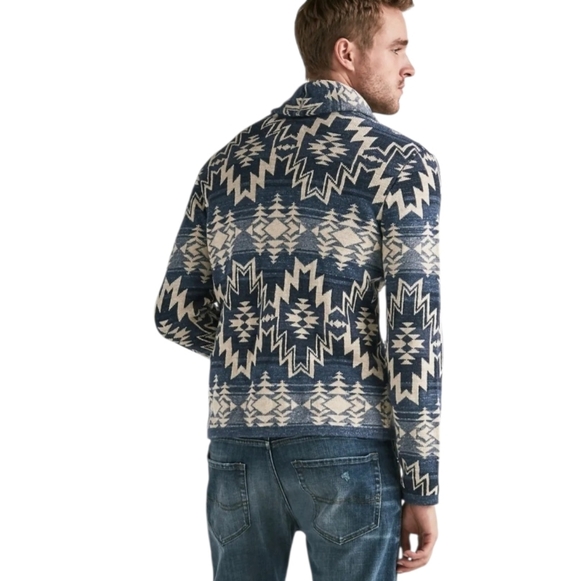 Lucky Brand Unisex Shawl Collar Cardigan Aztec Southwestern 100% Cotton Medium - Picture 3 of 12